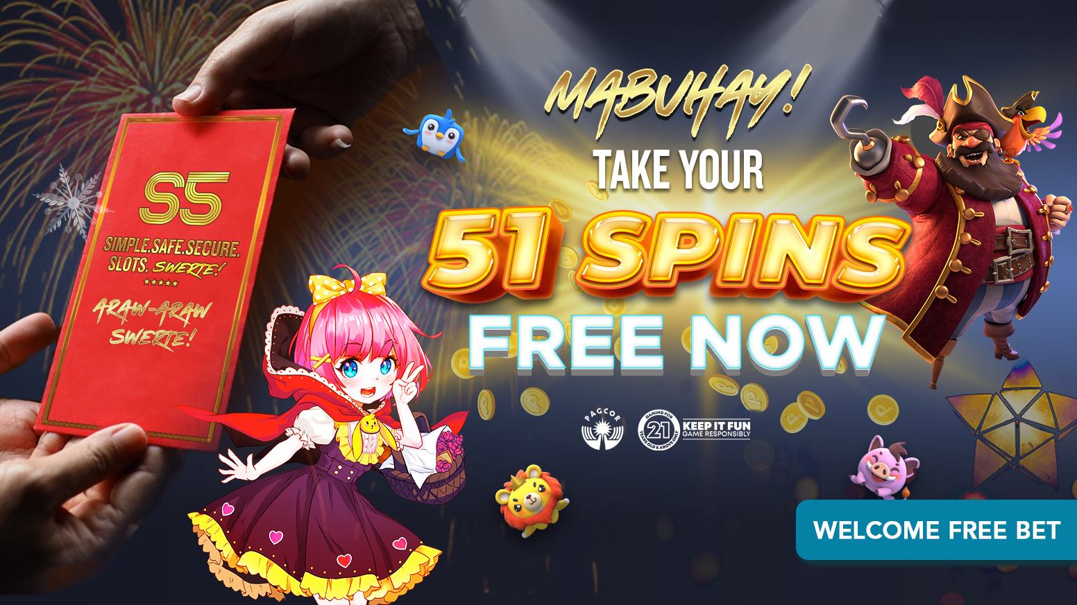 Maagang Pamasko Ng S5!   Sign Up And Get 51 Free Spins  SWERTE ka today!